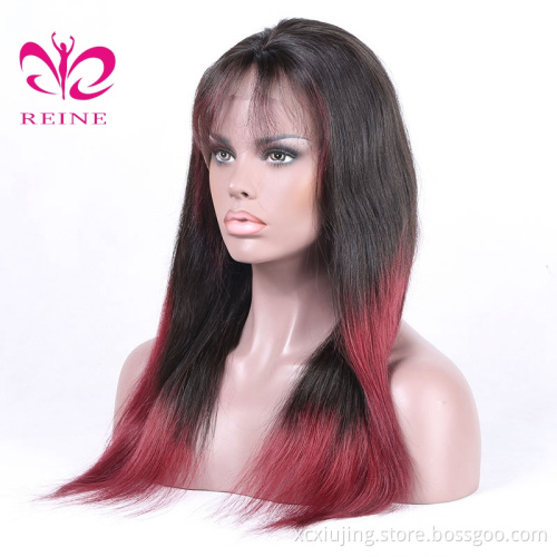 Ombre mixed color wavy wigs 100% Human Hair Wig red Color Long Style Brazilian Hair Front Lace Wig For Black Women